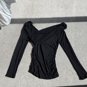 Bluivy Black Off-Shoulder Long Sleeve Top